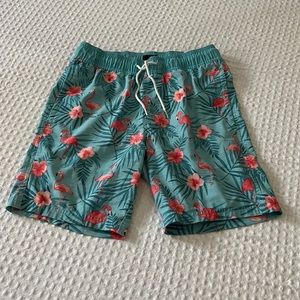 Men’s Valor Pacific Scene Flamingo Elastic Waist Swim Trunks Size XS